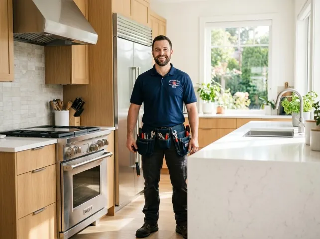 Appliance Repair Hero technician in a Arnold, MD kitchen after an appliance repair